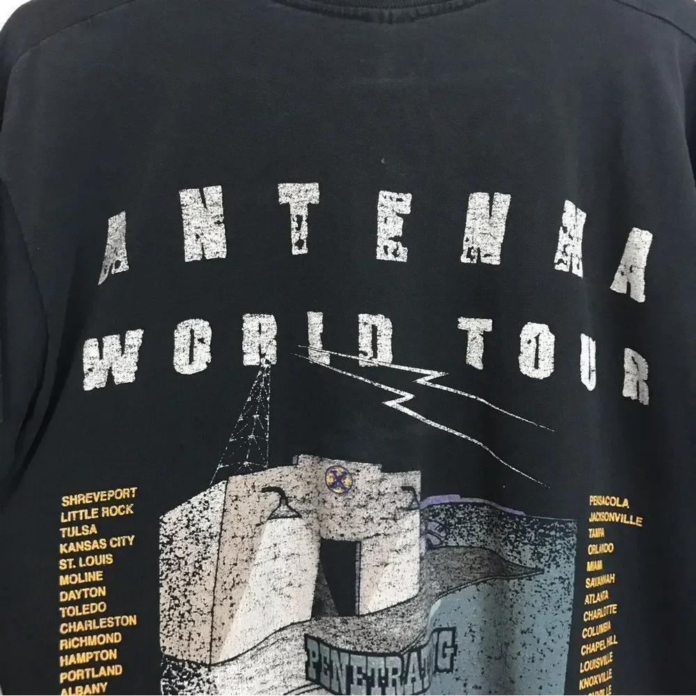 Vintage 90s Original ZZ Top Antenna World Tour Concert Band Tee Tshirt Sz Large